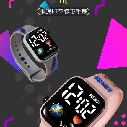 Digital Watch for Boys Girls Kids Electronic LED Wrist Watch Fashion Waterproof Sports Clock Printing Student Children Watches