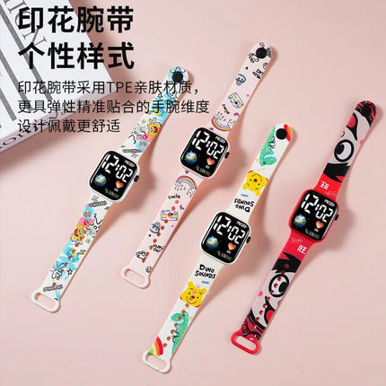 Digital Watch for Boys Girls Kids Electronic LED Wrist Watch Fashion Waterproof Sports Clock Printing Student Children Watches